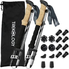 Trek-Z Collapsible Hiking & Trekking Poles -100cm-120cm (Black) Adjustable