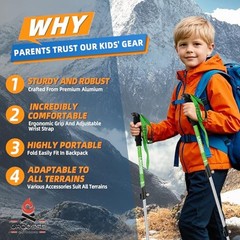 Lightweight Collapsible Kids Hiking Poles – Retractable Kids Hiking Green