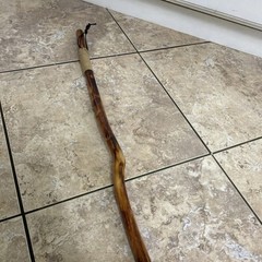 Wood Walking Stick Brown Hiking with Wrist Strap and Rubber Tip