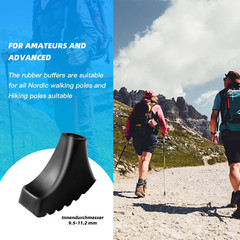 6 Pack Hiking Walking Sticks Rubber Tip Replacement Tips Protectors for Trekking