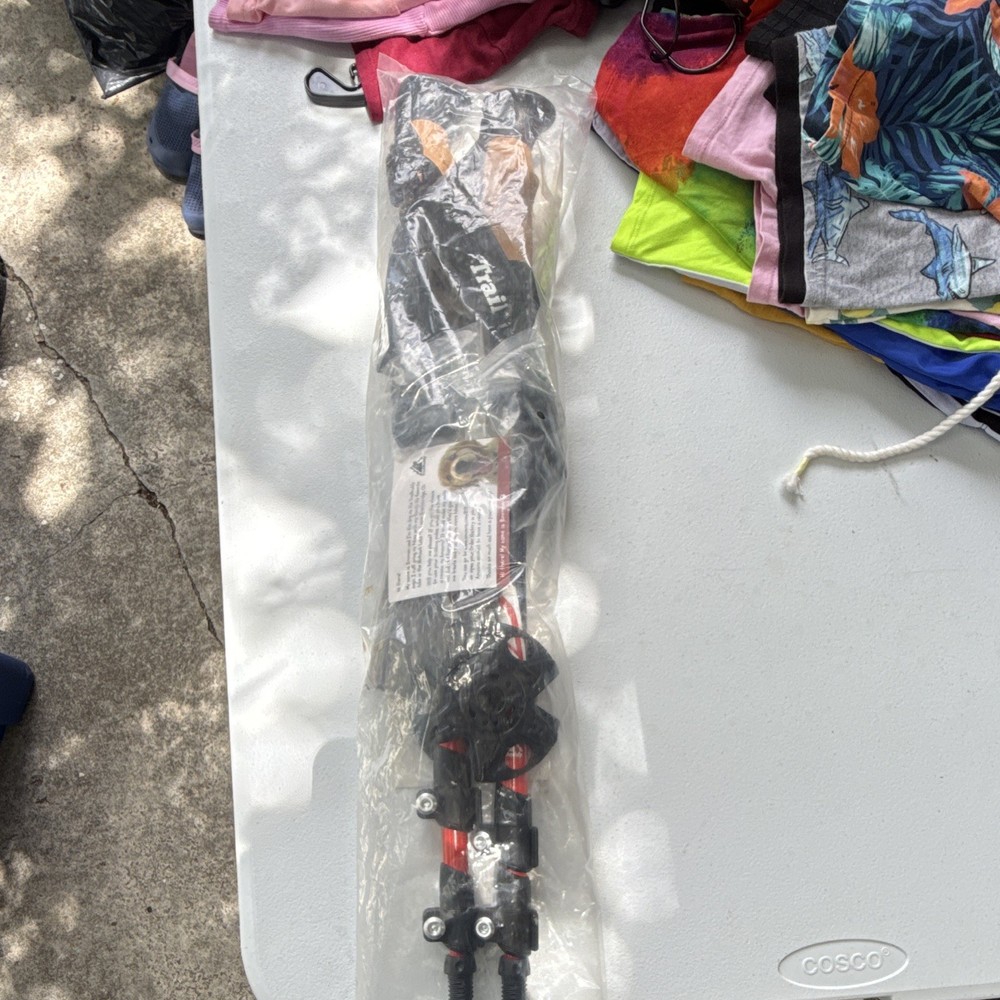 TrailBuddy Adjustable Trekking Poles Pair Cork Grip Lever Lock Black/Red
