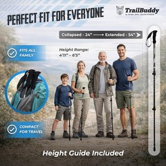 TrailBuddy 3K Carbon Fiber Hiking Poles – Fiber, Black Raven