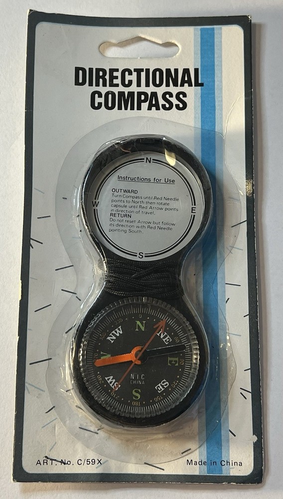Liquid Filled Pocket Directional Compass with Plastic Case & Arrow Dial