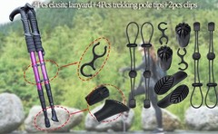 4Pcs Backpack Hiking Stick Holder Straps, Elastic Lanyard Rope for Trekking