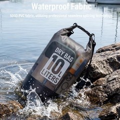 Dry Bag Waterproof for Men Women, 10L Lightweight Roll Top Dry Bag Gray