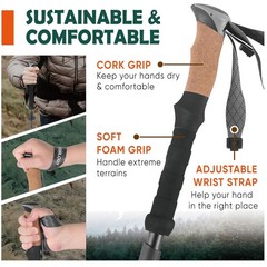 Trek-Z Cork Grip Trekking Poles – Lightweight Folding Sticks