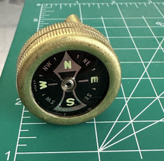 Two Vtg Pin-On Compass Compasses for Hunters & Hikers~~NIB Japan Brass Finish