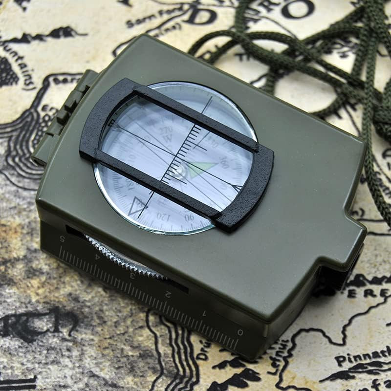 Military Lensatic Sighting Compass Waterproof and Shakeproof with Map Measurer D