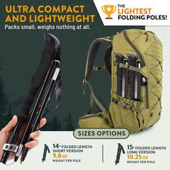 Premium Foldable Hiking Poles by USA Brand – Adjustable, Lightweight Trekking Po