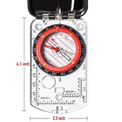 Boy Scout Sighting Compass – Adjustable Declination Mirror, Compass Base Red