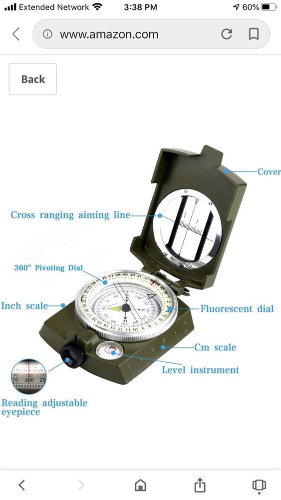 Bijia High Accuracy Metal Waterproof Military Lenstatic Sighting Compass Black
