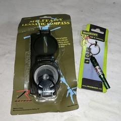 Military Lensatic Compass And Emergency Whistle Set