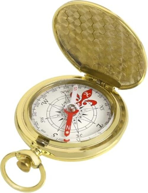 Golden Antique Brass Compass Keychain – Waterproof Pocket Compass for Kids, 1