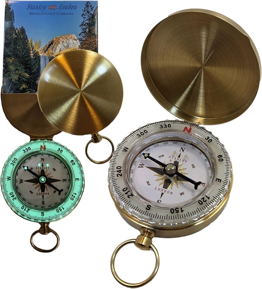 Glow in the Dark Brass Pocket Compass – Waterproof Navigation Tool for Camping,