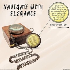 Vintage Brass Locket Compass with Wooden Box Case – Your Elegant Pathfinder