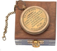 Brass Hiking Compass | Engraved Compass 2″ – Father to Son Gifts Mom to Son