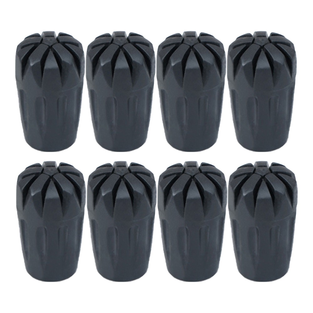 8Pcs Durable Rubber Crutch Foot Covers for Hiking Trekking Outdoor Use Black