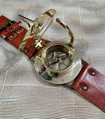 Sundial Compass Watch with Leather Strap – Brass Working Compass Travel Gift