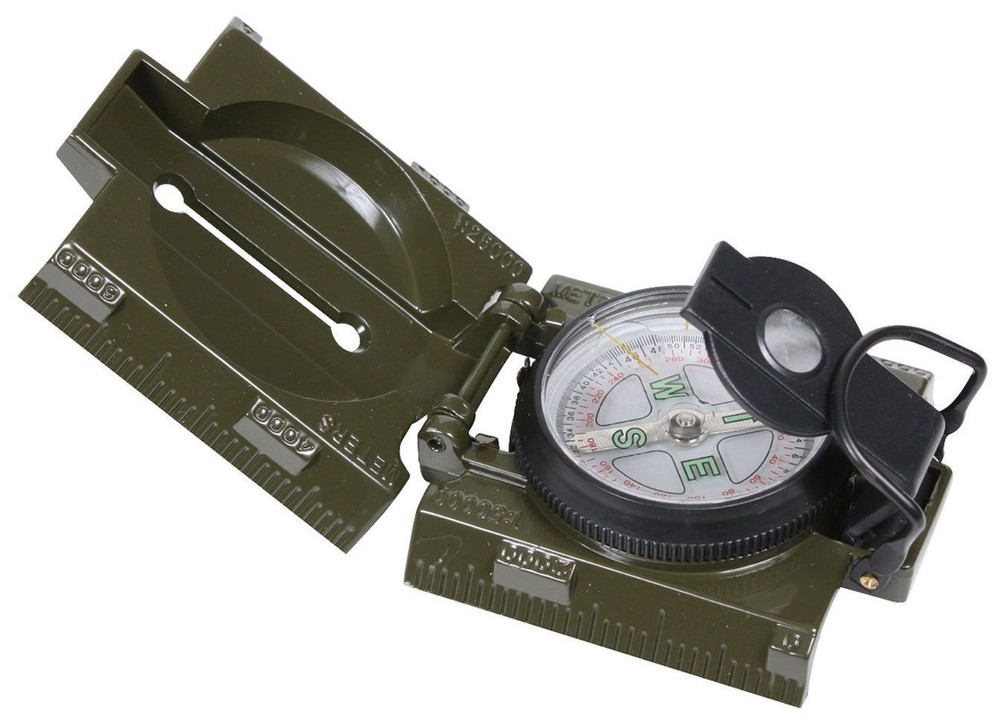 OD Liquid Filled Military Compass – Magnifying Glass Red LED Light Side Ruler