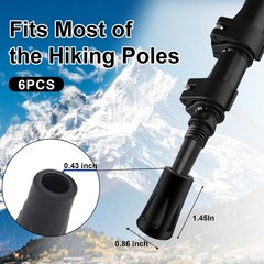 6Pcs Trekking Poles Tips Hiking Accessories – Cane 0.43″, Black (6pcs)