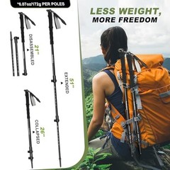 Lightweight Carbon Fiber Hiking Poles – 6.07oz Nordic Trekking Sticks, EVA Grips