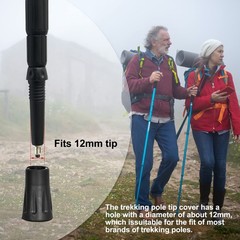 4 Pack Rubber Bumpers for Hiking Poles, 2 Pairs Walking Stick Rubber Tips, Nordic Wa…
