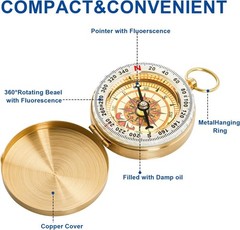 Luminous Copper Clamshell Compass – Accurate Navigation for Outdoor Activities