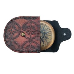 Engraved Antique Brass Poem Compass with Leather Case, Birthday Gift for Kids