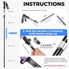 7075 Aluminum Collapsible Trekking Poles for Hiking, 43-53 Inch, 2 Pack