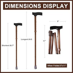 Folding Cane for Men and Women– Lightweight, Adjustable Walking Stick Bronze