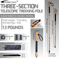Trekking Pole- 1-pc Pack – Adjustable Hiking or Walking Stick –Strong, Natura…