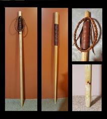 1 in. Hickory Hiking Staff With leather Handle and Wrist Strap. 40 in. to 60 in.
