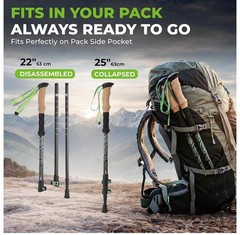 TREKOLOGY 3K Carbon Fiber Trekking Poles (210g) & 10pc Accessory Kit (US)