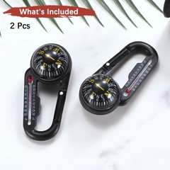 Keychain Compass [2PCS] – Ball Compass and Thermometer Buckle – [Black, Yellow]