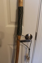 Custom Made Red Oak Walking Hiking Stick with Antler Morel Mushroom Carving
