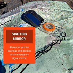 Orange Navigation Compass with Sighting Mirror and Glow in the Dark Features