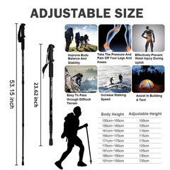 2PC Trekking Poles Nordic Walking Hiking Sticks Anti-shock Adjustable Alpenstock