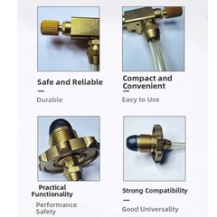 Brass Inflation Valve Adapter Designed for Flat Fuel Canisters and Stoves