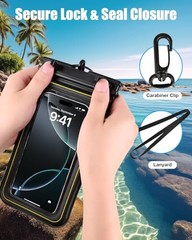 Waterproof Phone Pouch 2 Pack, IP68 Floating Waterproof Phone Case, Up to Black