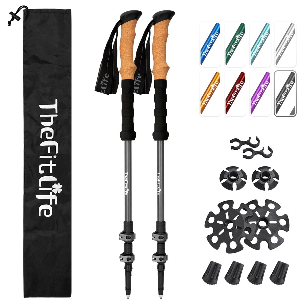 TheFitLife Trekking Poles – Lightweight 7075 Aluminum Hiking One Size, Grey