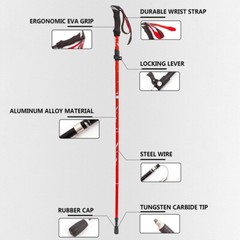 Lightweight Collapsible Trekking Five-fold Walking Stick for Pole Nordic Walking