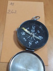 Vintage Pocket Compass Edge Mark Black Made In Japan