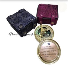 Custom Engraved Sundial Compass Personalized Gift for Husband & Wife