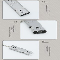 High Decibel 150DB Double Tube Survival Whistle with Keychain for Camping
