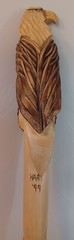 Solid Wood Walking Stick Carved Bald Eagle “HART 99″ Masterpiece! Length 68”