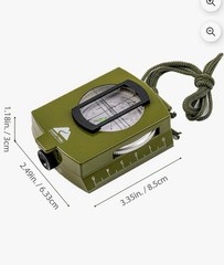 Trail Military Style Green Compass with Durable Metal Body for Nighttime Use.