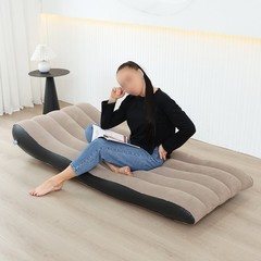 Inflatable Single Sofa Plush Lounge Chair PVC for Pool Beach Outdoor Use