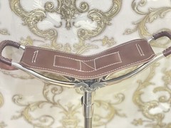 Economy Seat Stick Walking Stick Folding Chair WITH TWO TONE LEATHER SEAT.