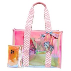 Waterproof Beach Bags for Women – Iridescent Jelly Tote Bag | Iridescent Pink