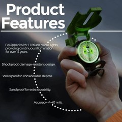 New Cammenga Model 3H Tritium Lensatic Compass Olive Drab US Army Issue Pouch..